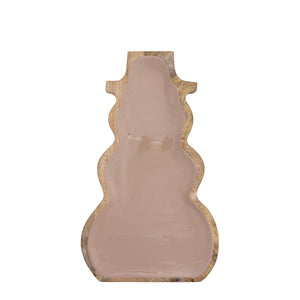 Enameled Mango Wood Snowman Shaped Tray, Tan Color & Natural available at Bench Home