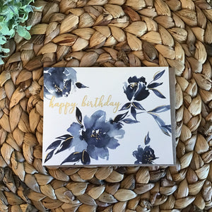 Blue Floral Birthday Card available at Bench Home