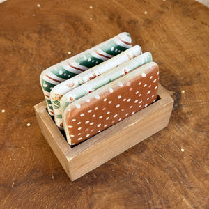 Holiday Resin Coasters in Wooden Box available at Bench Home
