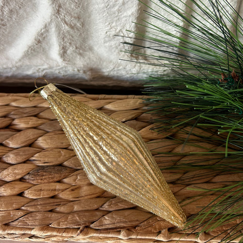 Gold Ribbed Rhombus Ornament