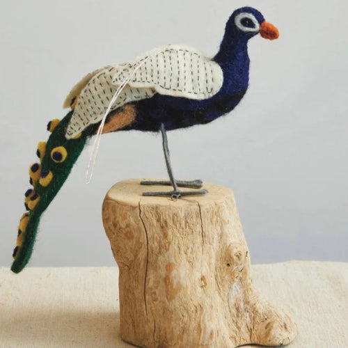 Felted Peacock Ornament