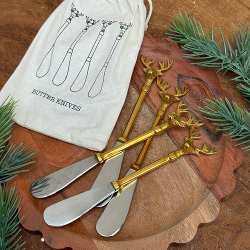 Canapé Knives with Reindeer Handles