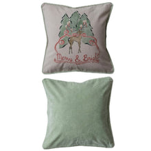 Load image into Gallery viewer, Holiday Square Cotton Chambray Printed Pillow | Two Styles