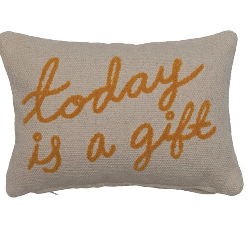 today is a gift pillow golden embroidery 