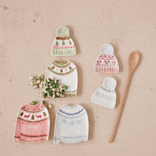 Load image into Gallery viewer, Stoneware Holiday Sweater &amp; Pom - Pom Beanie Dish Set | Three Styles