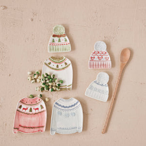 Stoneware Holiday Sweater & Pom - Pom Beanie Dish Set | Three Styles available at Bench Home