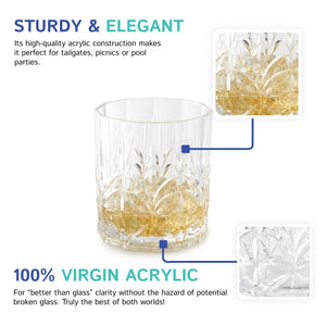 Royal Acrylic Carved Low Ball Glasses Set of 6 - Thumbnail 4