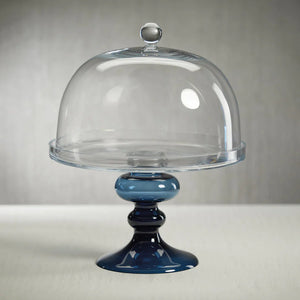 ZODAX Tropezana Glass Cake Stand on Blue Base available at Bench Home