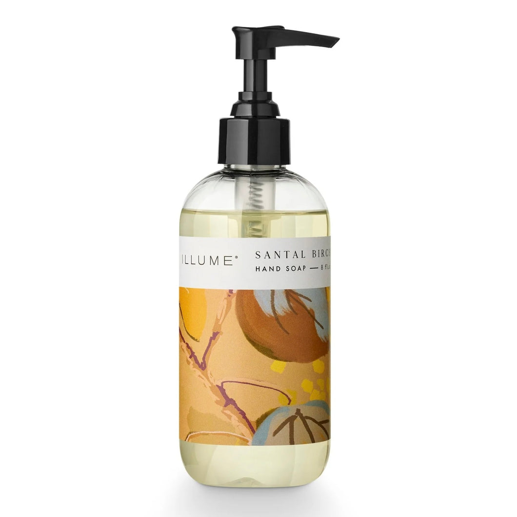 Hand soap bottle with pump dispenser on a white background