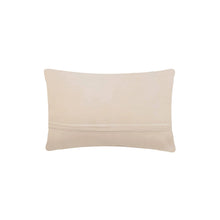 Load image into Gallery viewer, Solid beige pillow cover shown from the back with a center zipper closure, displayed on a white background.