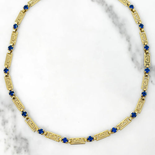delicate renaissance chain with blue stones necklace
