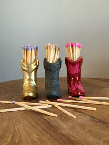 Ceramic Cowboy Boot Matches Holder |3 Styles available at Bench Home