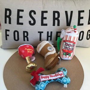 Holiday Dog Toys available at Bench Home