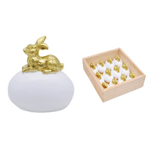 Load image into Gallery viewer, Gold Bunny On Egg Figurine