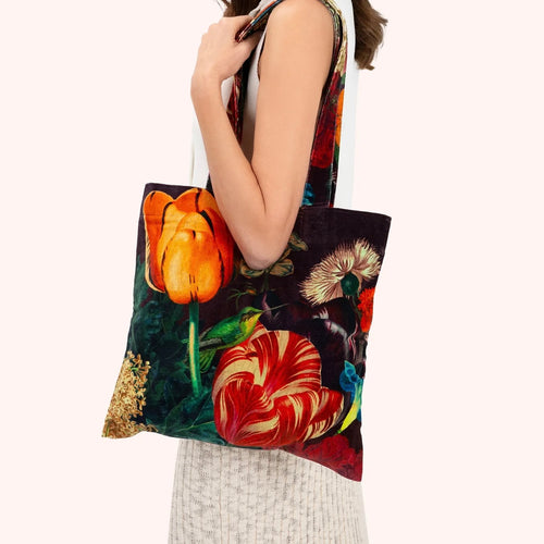 Velvet Dark Floral Tote Bag