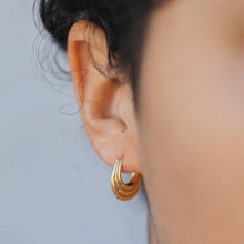 Load image into Gallery viewer, Gold Hoop Triple Arch Earrings