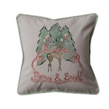 Load image into Gallery viewer, Holiday Square Cotton Chambray Printed Pillow | Two Styles