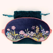 Load image into Gallery viewer, Velvet Navy Floral Eyemask