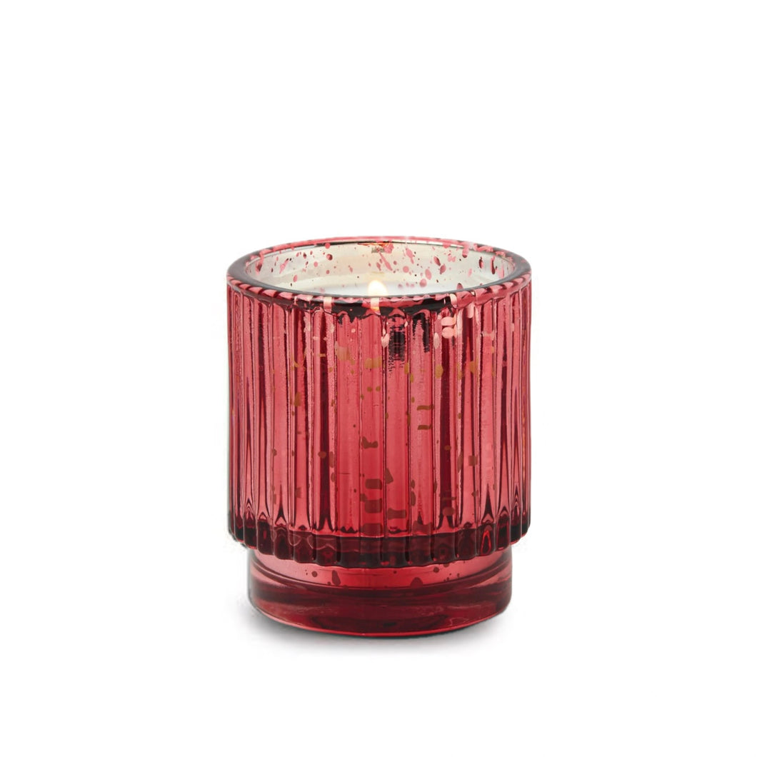 Winter Berry Ribbed Mercury Glass Candle