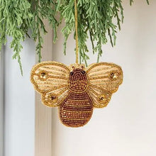 Load image into Gallery viewer, Gold Bee Bead Ornament