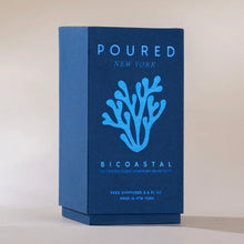 Load image into Gallery viewer, Poured NY Bicoastal reed diffuser packaging box in blue, displayed on a white background. 