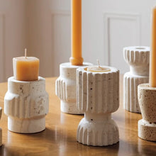 Load image into Gallery viewer, Tall Iona Travertine Candle Holder