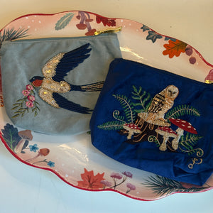 Embroidered Velvet Mini Pouch| Two Styles available at Bench Home