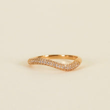 Load image into Gallery viewer, Gold Pave Wave Champagne Cz Ring