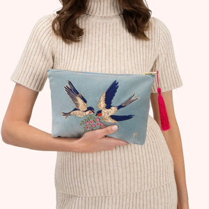 Embroidered Velvet Zip Pouch | Two Styles available at Bench Home
