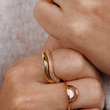 Load image into Gallery viewer, Gold Pave Wave Champagne Cz Ring