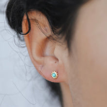 Load image into Gallery viewer, Turquoise Sun Stud Gold Earrings