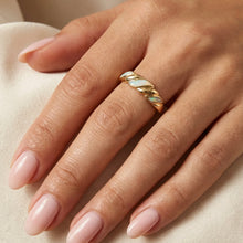 Load image into Gallery viewer, White Opal Twist Gold Ring | Three Sizes