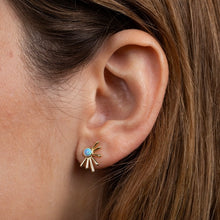 Load image into Gallery viewer, Sun Ray Fire Opal Gold Earrings