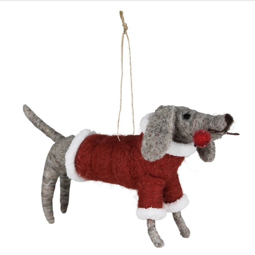 Santa Dog Felt Ornament