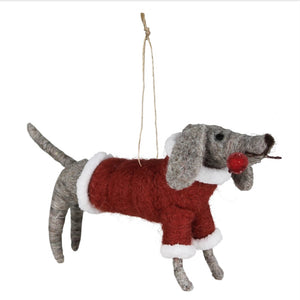 Santa Dog Felt Ornament available at Bench Home