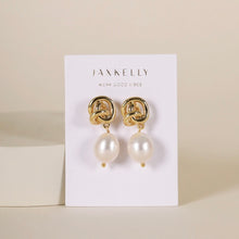 Load image into Gallery viewer, Pearl Knot Gold Earrings