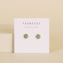 Load image into Gallery viewer, Turquoise Sun Stud Gold Earrings