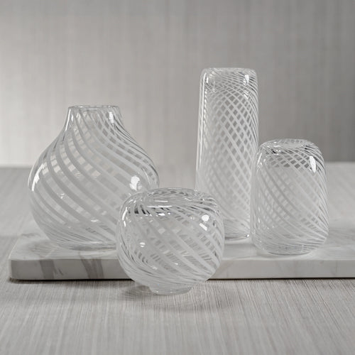 ZODAX Clair Clear Bud Vase with White Swirl | Three Styles