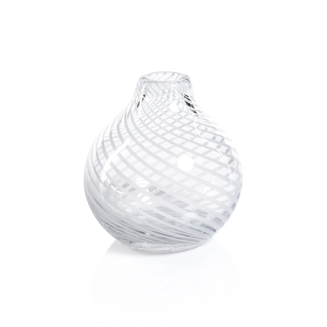 ZODAX Clair Clear Bud Vase with White Swirl | Three Styles