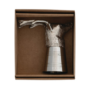 Cast Aluminum & Stainless Steel Deer Head Shot Glass in Kraft Box available at Bench Home