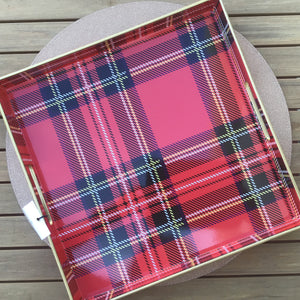 Red Plaid Square Tray available at Bench Home