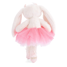 Load image into Gallery viewer, Back view of a white plush bunny with long ears wearing a pink tulle tutu , standing against a white background. 
