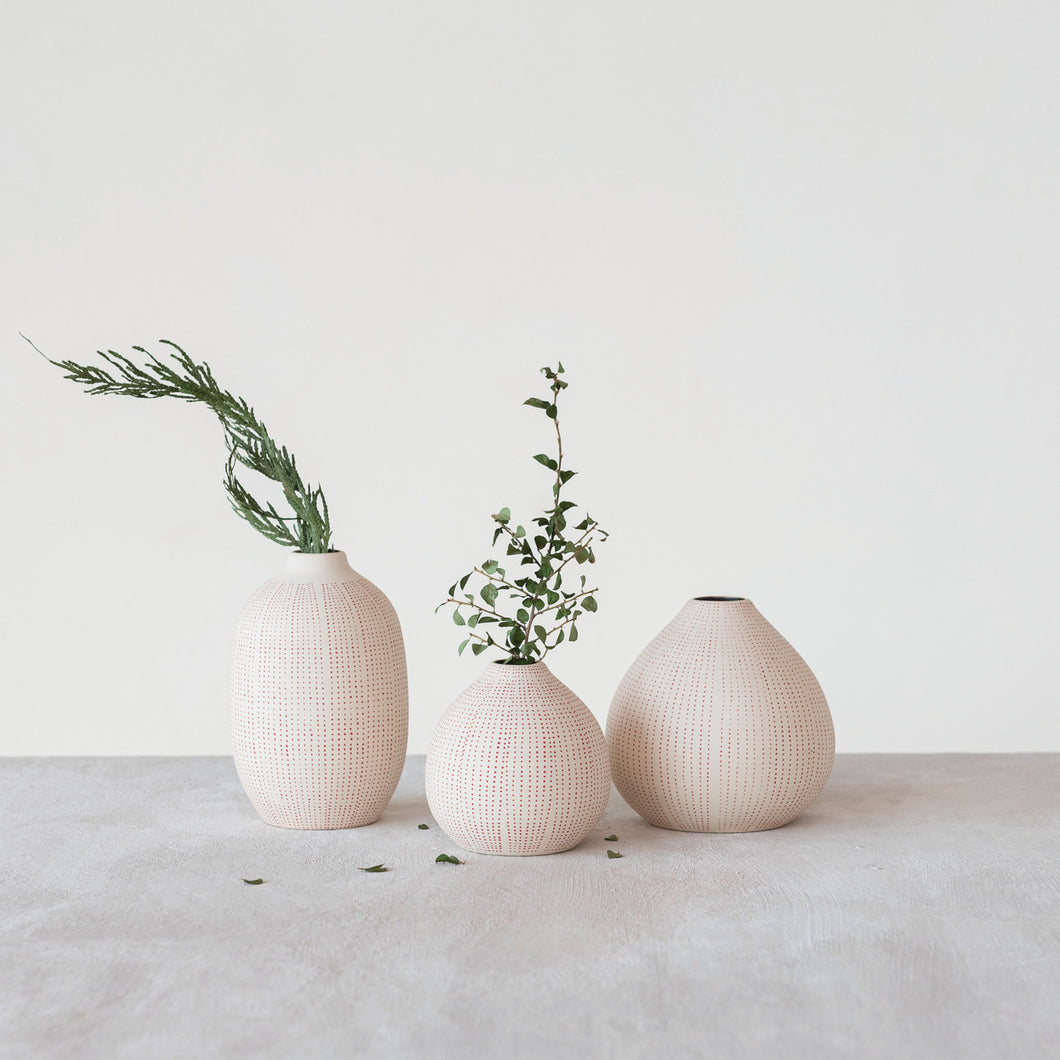 Textured Stoneware Vase Set