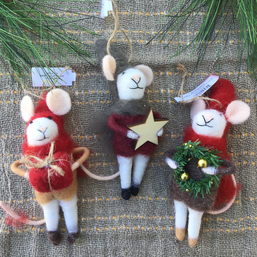 Felt Mouse Ornaments | 3 Styles
