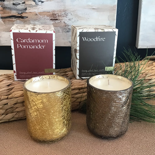Small Crackle Glass Candle | 2 Styles