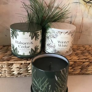 Holiday Tin Candles | 2 Styles available at Bench Home