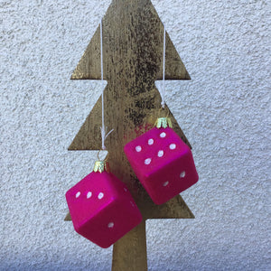 Fuzzy Pink Dice Ornament available at Bench Home