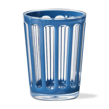 Load image into Gallery viewer, Villa BPA-free acrylic tall tumbler in blue denim hue with clear vertical ribbed design on a white background.
