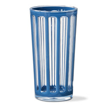 Load image into Gallery viewer, Villa BPA-free acrylic tall tumbler in blue denim hue with clear vertical ribbed design on a white background.  