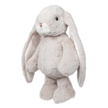 Load image into Gallery viewer, Friendly Kanini soft white bunny plushie with long floppy ears and small pink nose displayed on a white background.